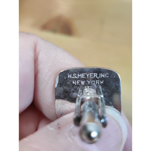 Vtg 925 Sterling Silver Top N.S. Meyer, NY Matte Finish Square Cufflinks - Picture 4 of 12